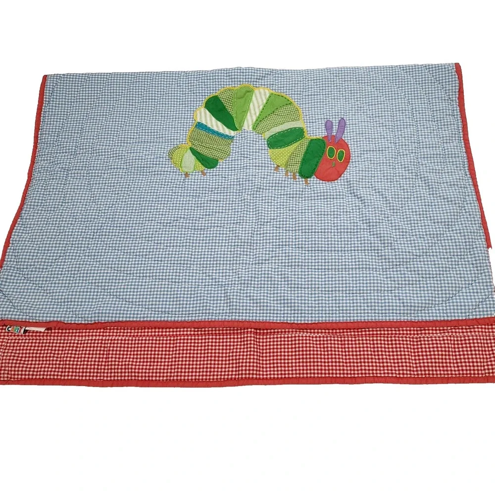Eric Carle very hungry caterpillar crib blanket Pottery Barn Kids PBK check
